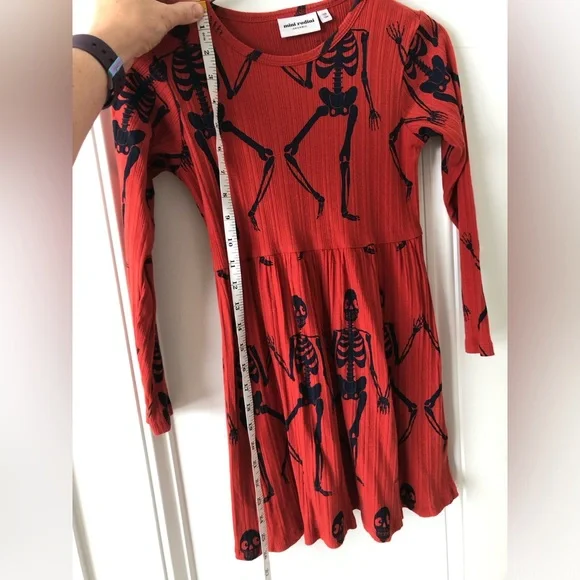 Mini Rodini Red Dress with Skeleton Design